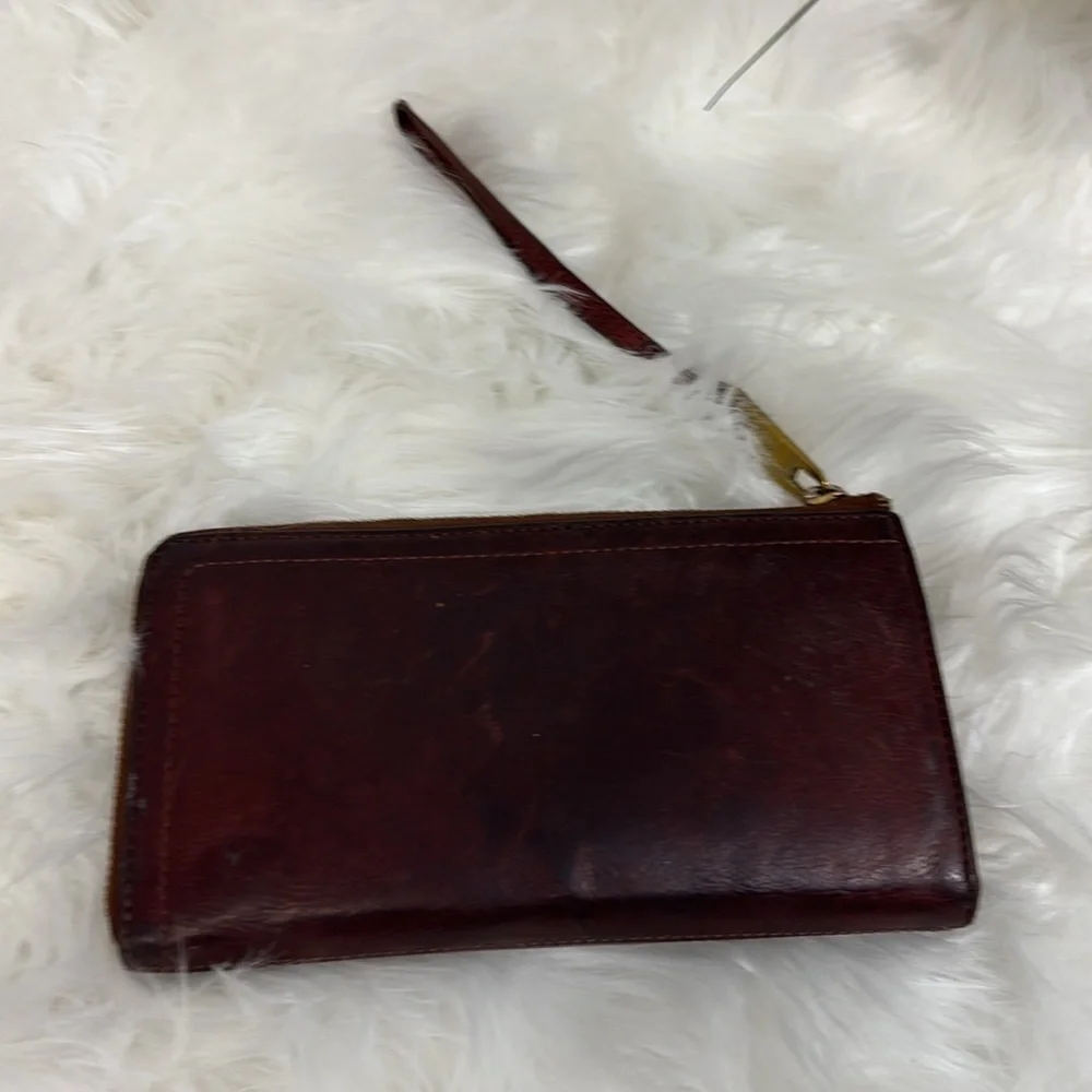 Margot leather Wallet brown red gold zipper